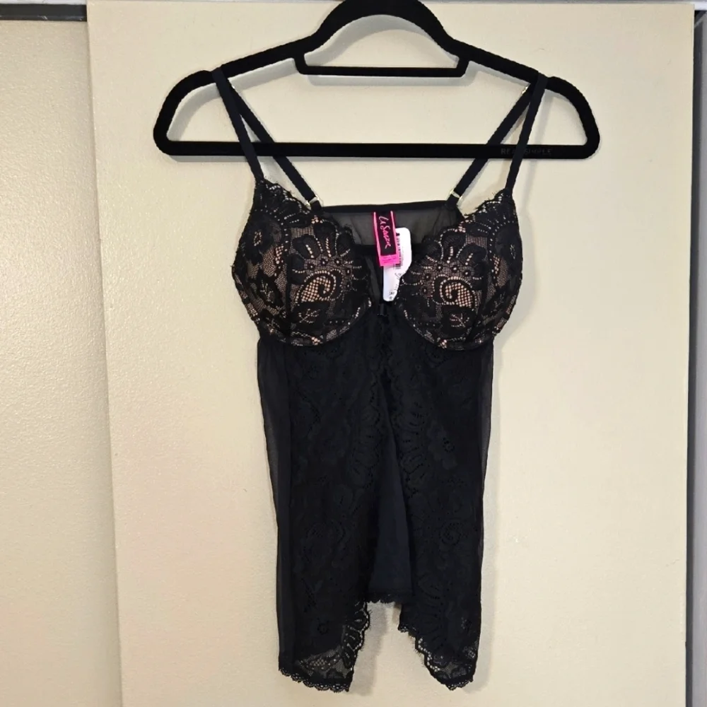 La SENZA Black Lace Chemise with Adjustable Straps Size S/P NWT